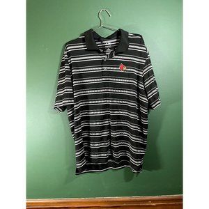 Louisville Cardinals - Adidas Men's Black/White Stripe Logo Polo Shirt - Size XL